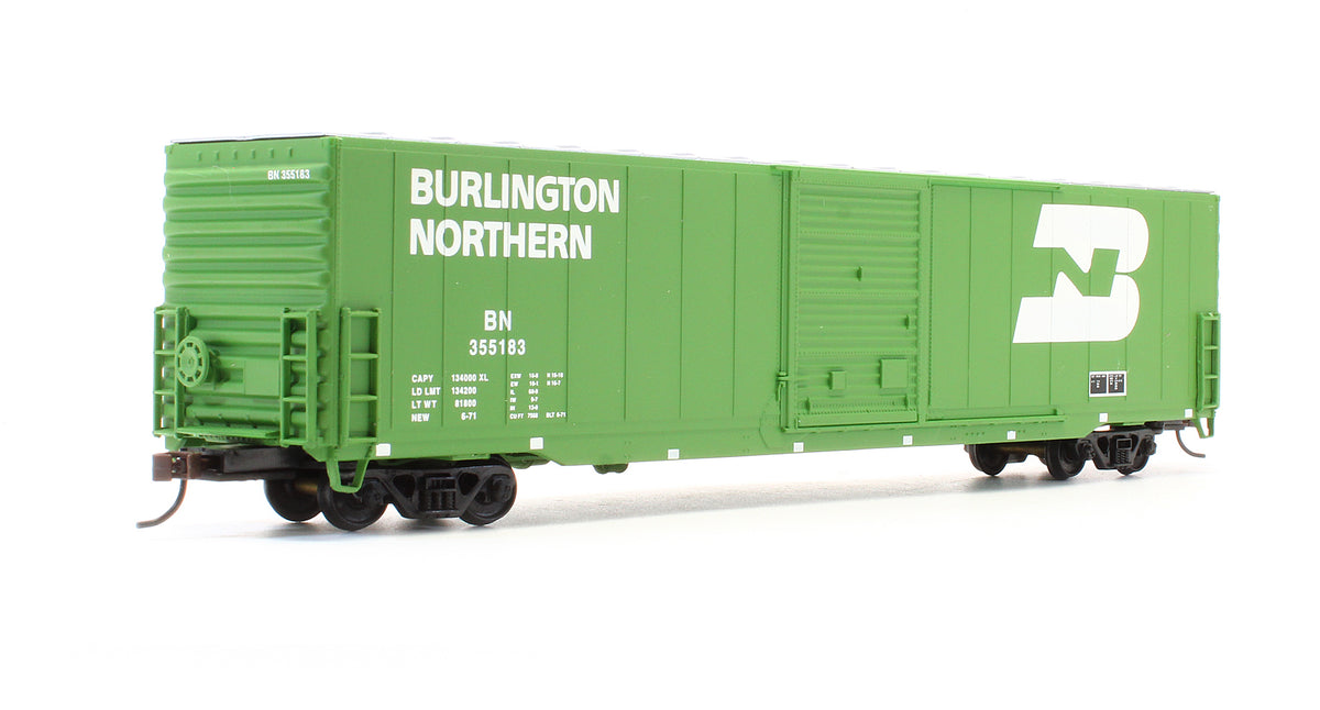 Pre-Owned 932-23557 Pullman Standard 60' Auto Box Cars Single Door Burlington Northern - 2 Pack