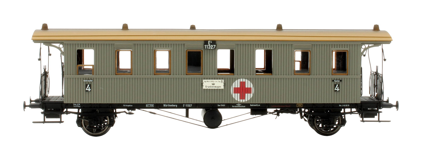 Pre-Owned 2159 K.W.St.E. Light Grey 'Lazarettwagen' 3-Piece Ambulance Coach Set Formation