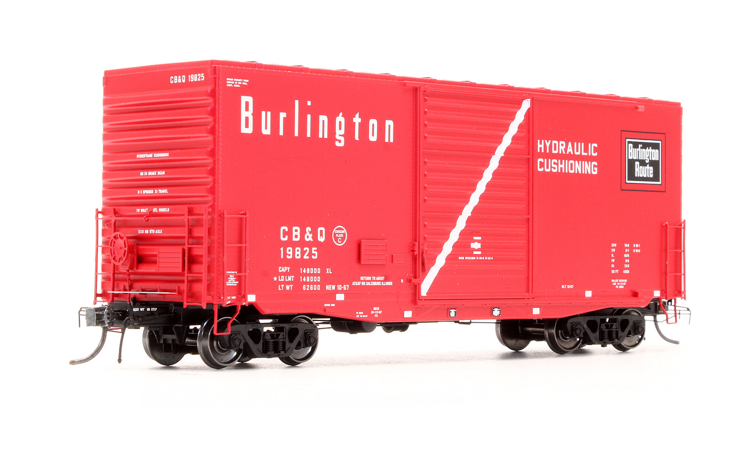 Pre-Owned 18010-01 Pullman Standard PS-1 40' Mini-Hy Cube Box Car CB&Q Chinese Red 10-67' - Road #19825