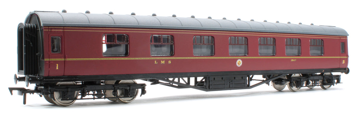 4P-010-502 60ft Stanier Corridor Composite 3947 LMS Lined Maroon