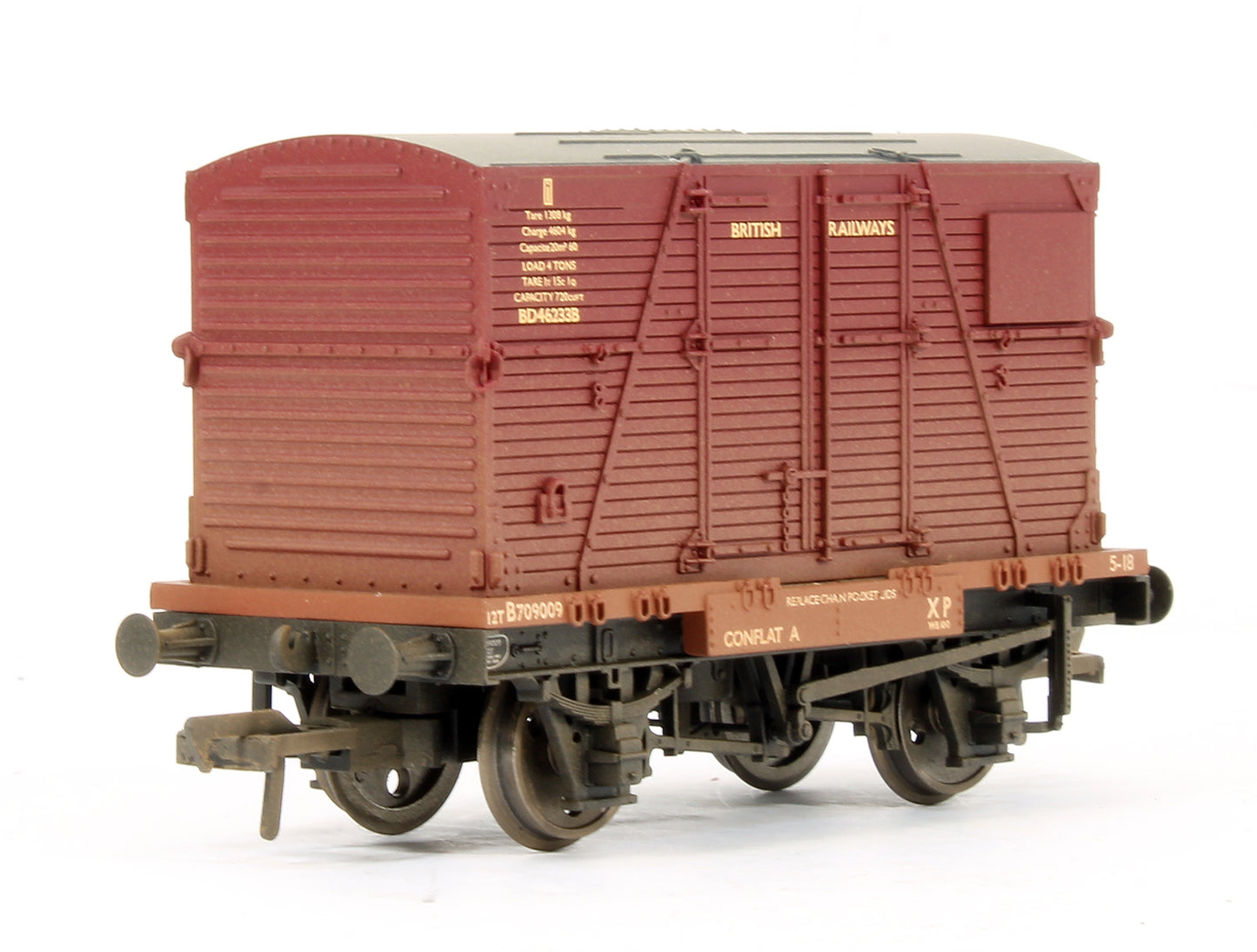 Pre-Owned Set Of 3 Conflats BR Bauxite With BD Containers BR Crimson (Weathered)