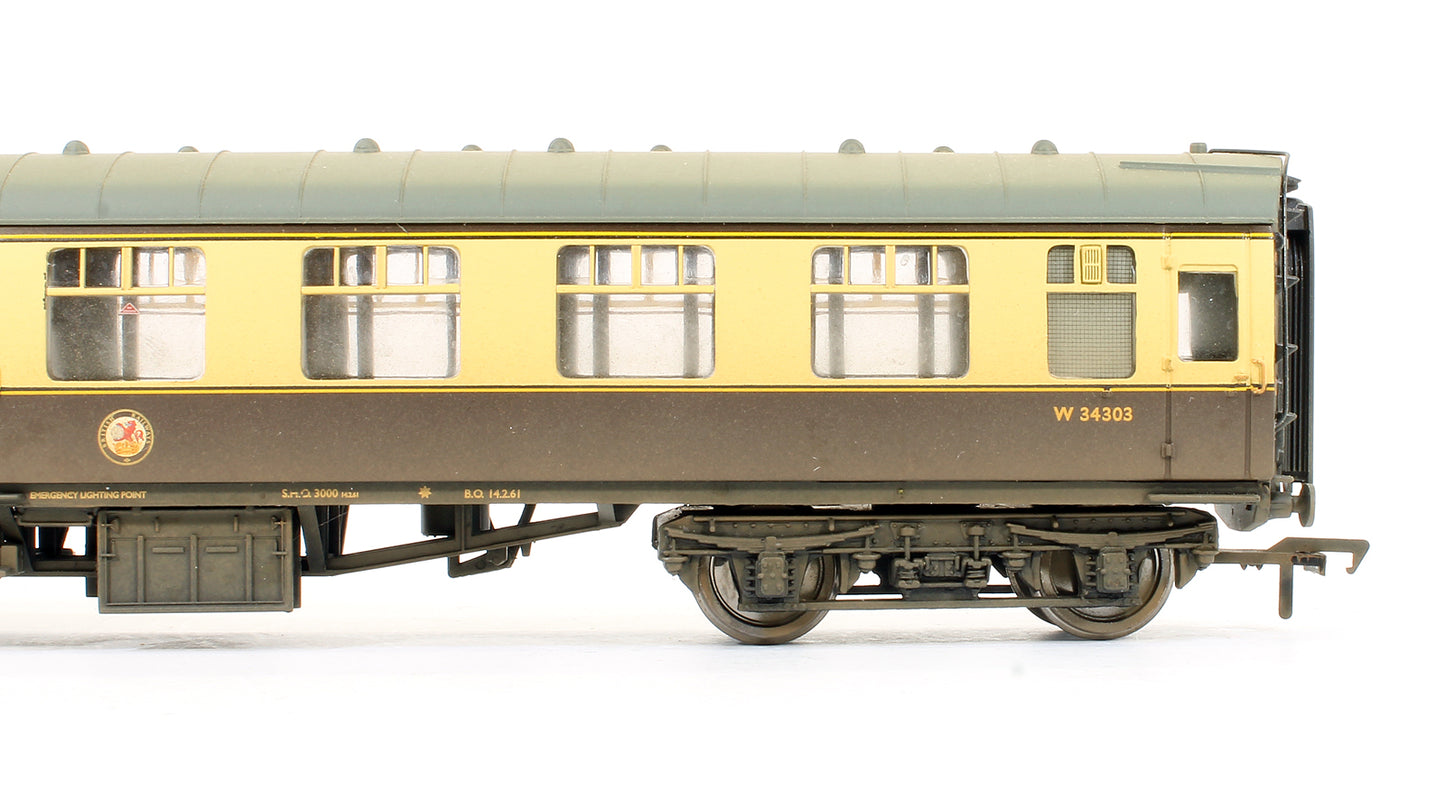 Pre-Owned 39-079C BR MK1 BSK Coach Brake Second Corridor Chocolate & Cream B34303 (Weathered)