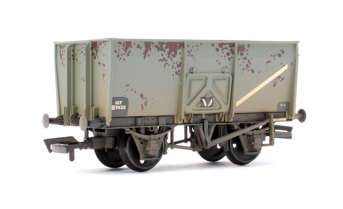 Pre-Owned 16T Steel Slope-Sided Mineral Wagon BR Grey (Early) B7433 - Weathered