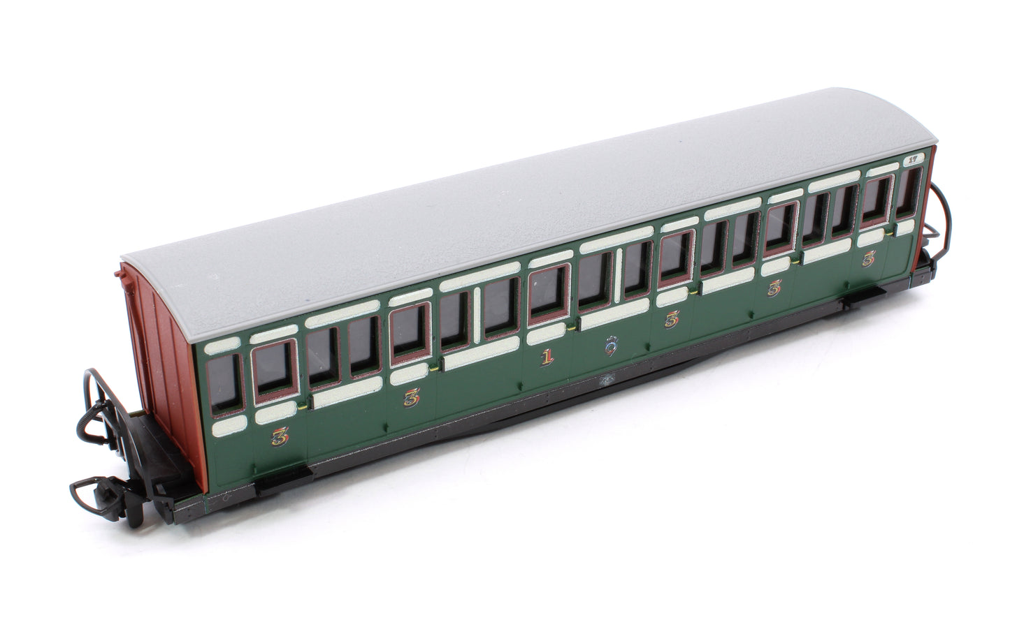 Ffestiniog Railway Short 'Bowsider' Bogie Coach, Early Preservation Green, No. 17