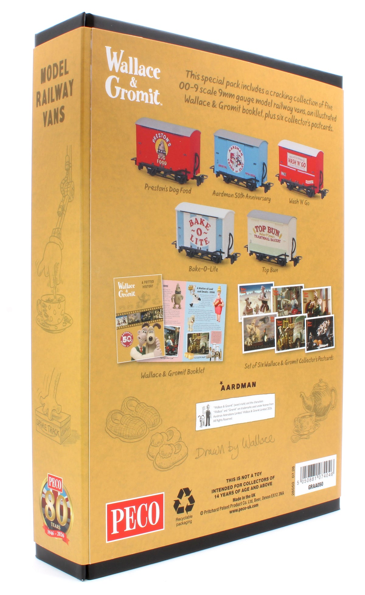 GRAA050 OO9 Box Van Wallace & Gromit Aardman 50th Anniversary Wagon Collectors Set of 5