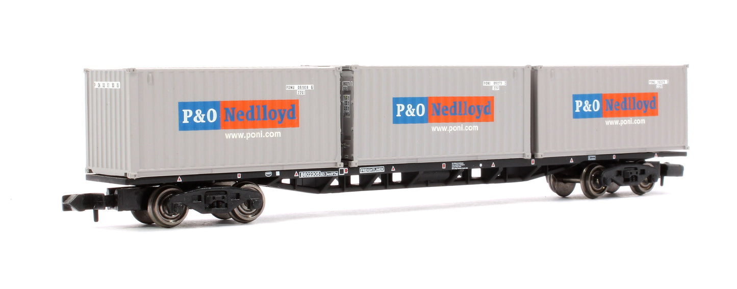 Pre-Owned 63ft Wagon with Three 20ft 'P&O / Nedlloyd' Containers No.B602305