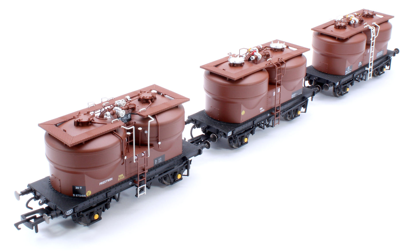 Set of 3 Prestwin Silo Wagons in BR Bauxite - TOPS
