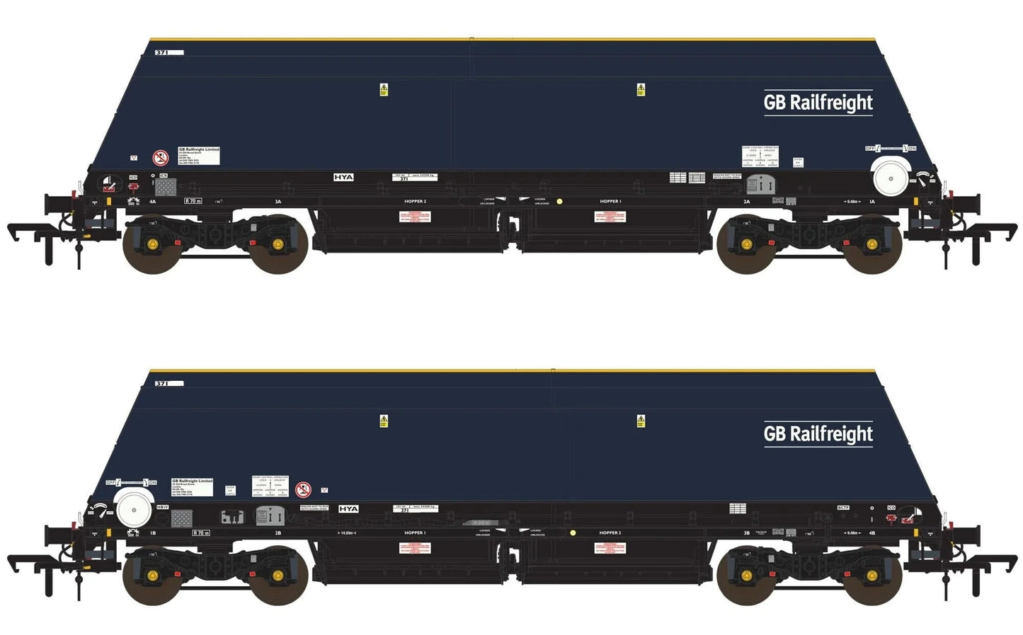 Cutdown HYA Twin Pack - Blue/Black with GB Railfreight branding with Tail Lights (Pack 1)