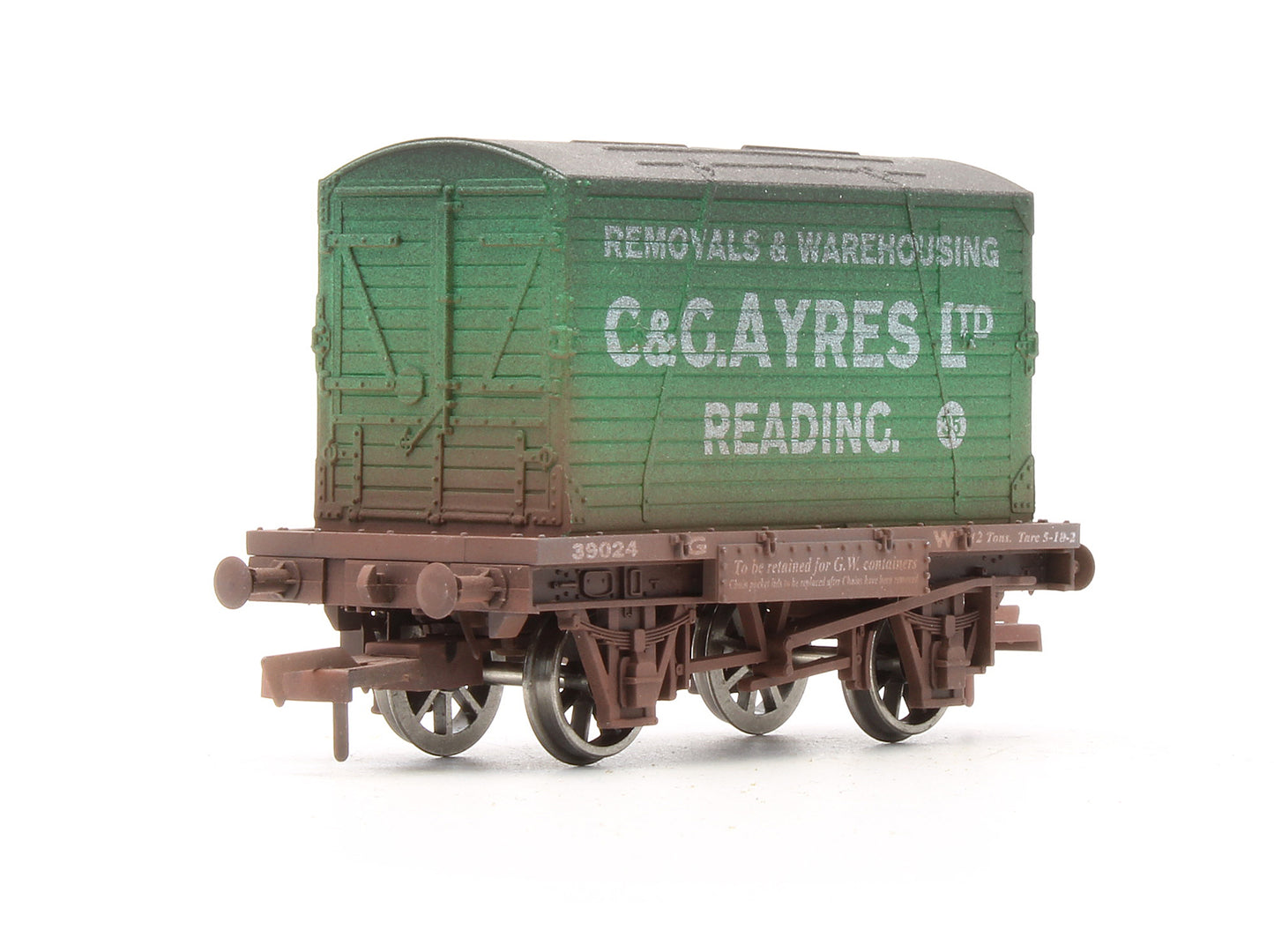 Pre-Owned 4F-037-105 C & G Ayres Conflat Wagon & Container No.39024 - Weathered