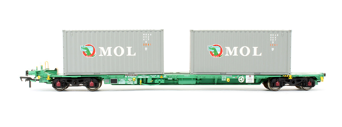 Pre-Owned 37-320 Intermodal Bogie Wagons With Two Pairs Of 20ft Containers 'K-Line & MOL'
