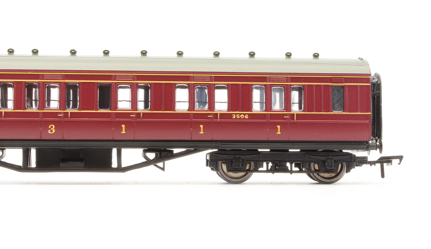 Pre-Owned 34-252C 57' Corridor Composite 1st / 3rd Coach LMS Crimson Coach '3506'