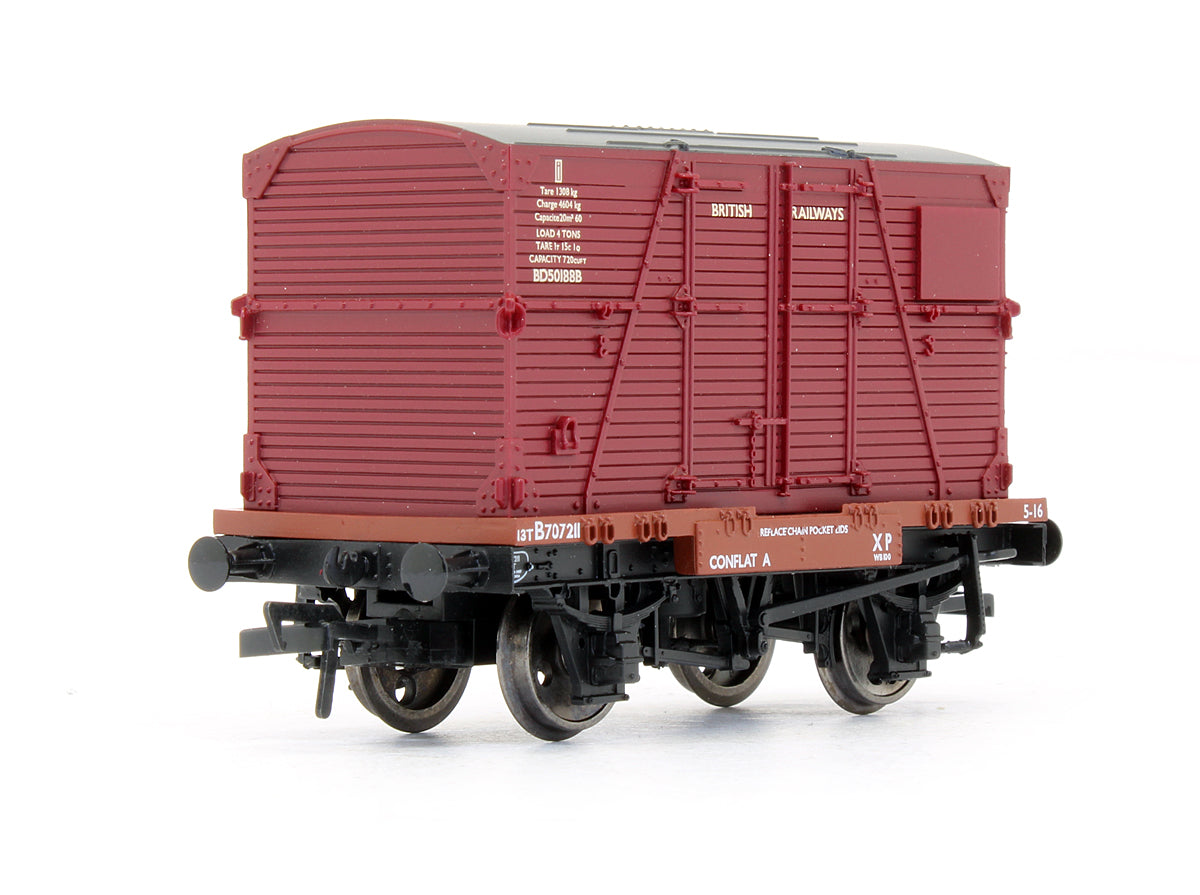Pre-Owned BR Bauxite Conflat Wagon With BD Container BR Crimson
