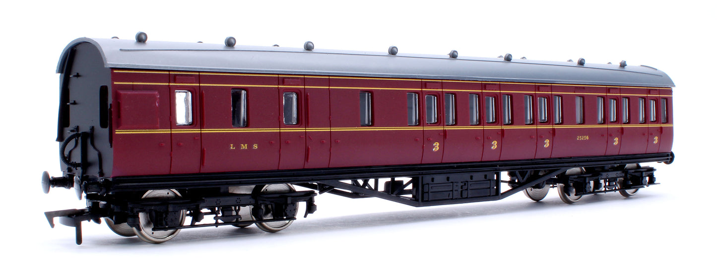 57ft Stanier Non-Corridor Brake 25256 LMS Lined Maroon