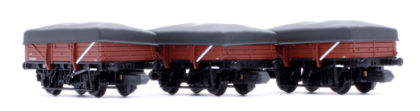5 Plank China Clay 3-Wagon Pack BR Bauxite (Early) with Flat Canopy No.B743073, B743077 & B743081