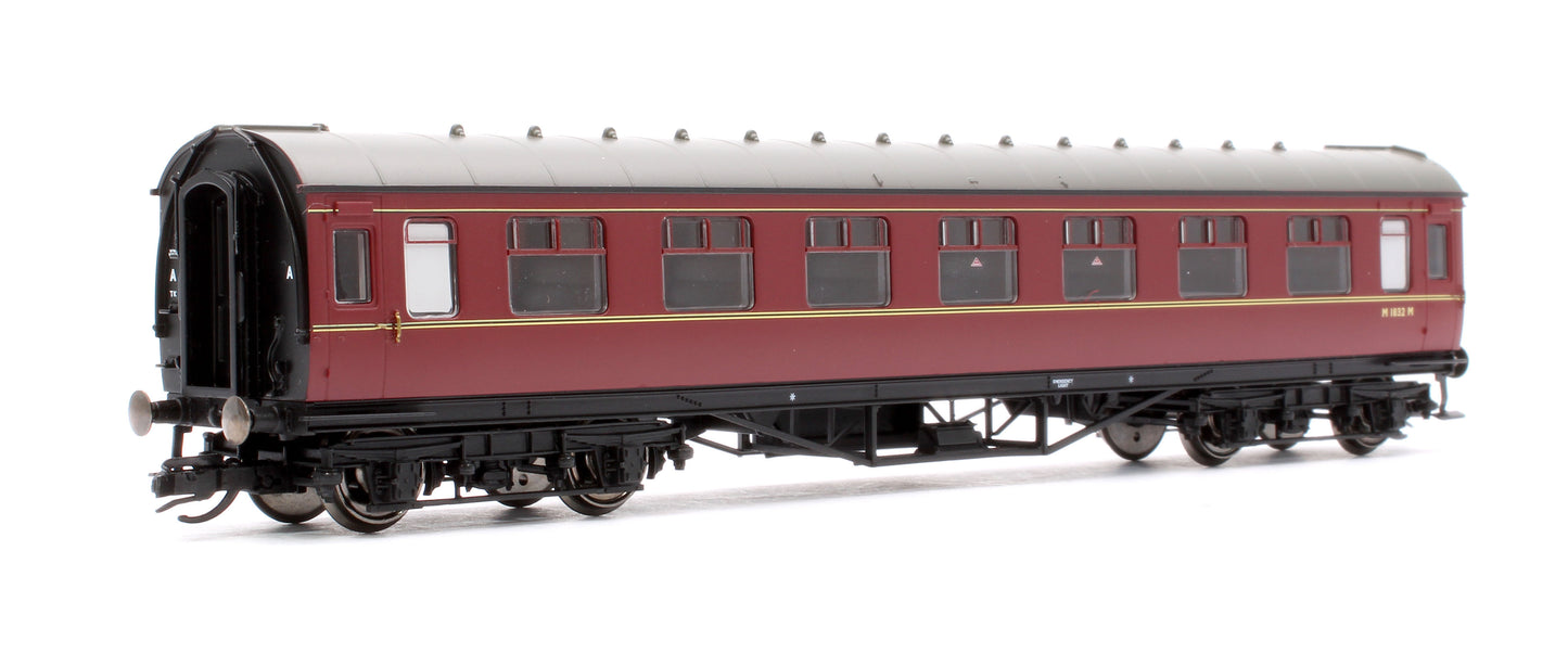 LMS Period III 57' Corridor Third Coach BR Maroon M1832M