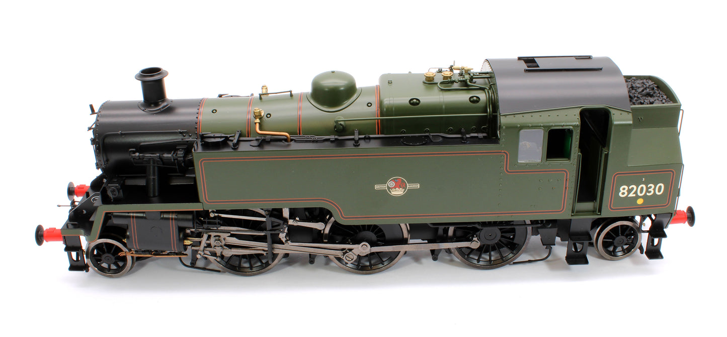 British Railways Standard 3MT 2-6-2T Lined Green Late Crest 82030 - Steam Tank Locomotive