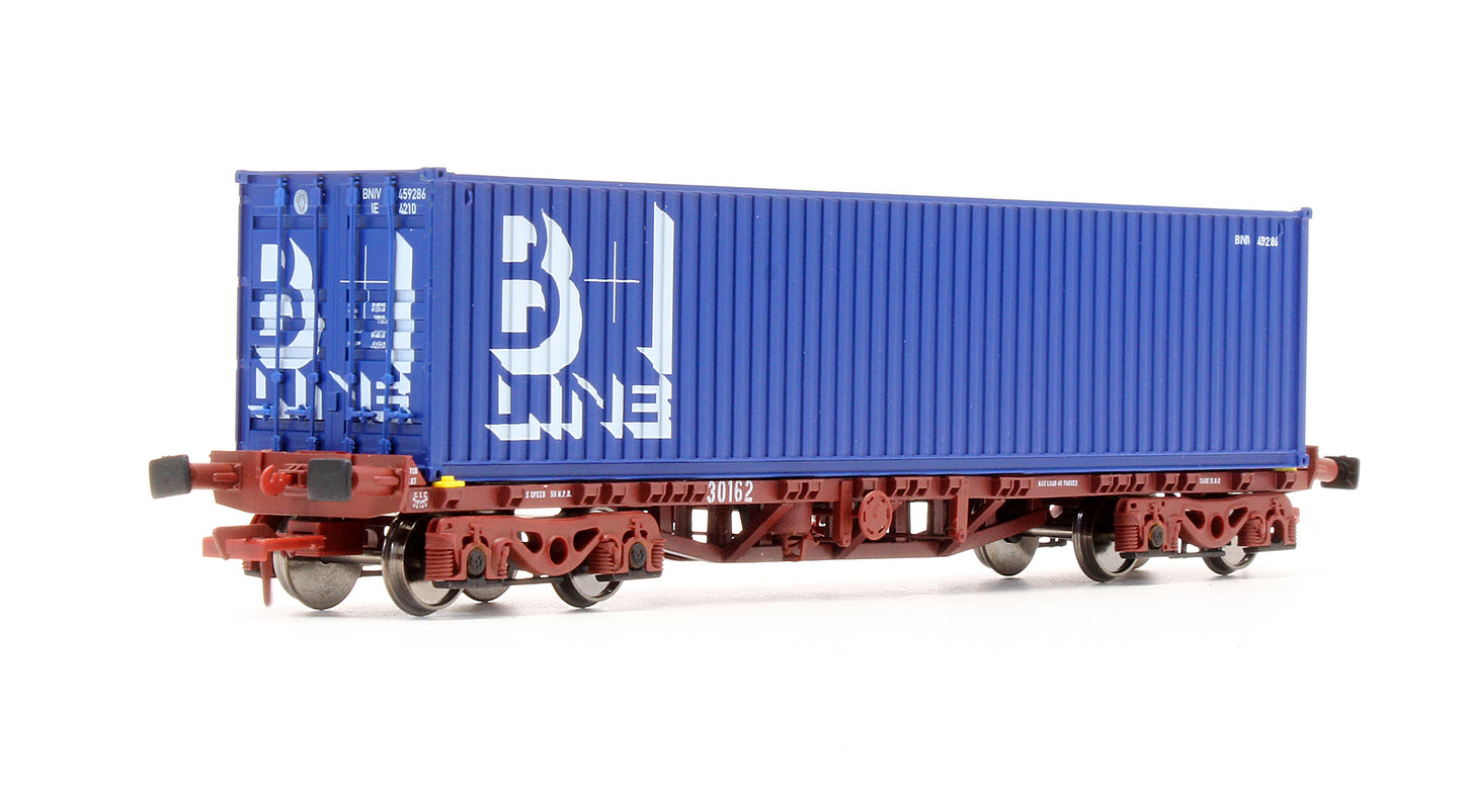 Pre-Owned IRM1061 CIE / IR 42ft Bogie Flat Wagon with B&I Container - Set 2