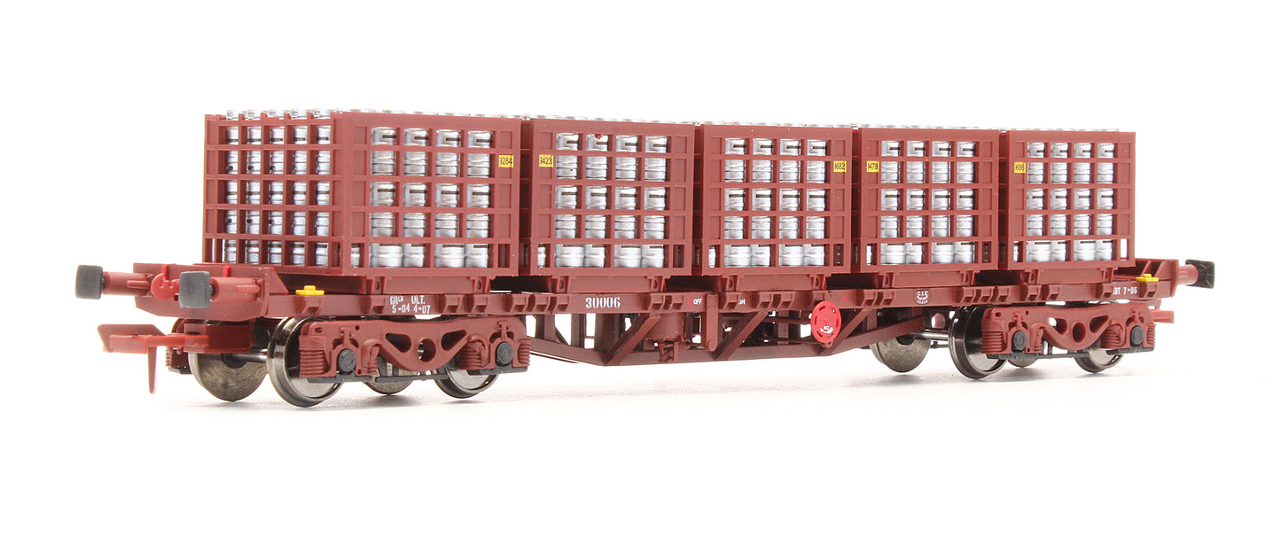 Pre-Owned IRM1075-A CIE / Irish Rail 42ft Bogie Flat Wagon Red Oxide With Beer Kegs - Twin Pack