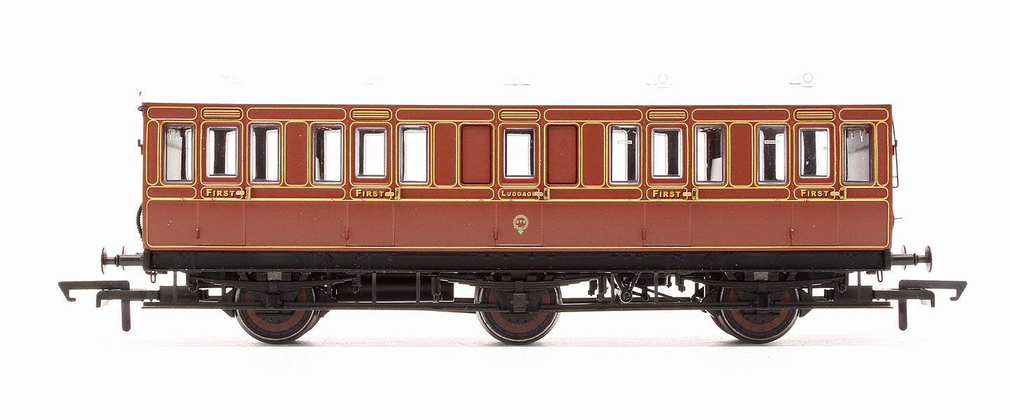 Pre-Owned H4-6F-1601 6 Wheel 1st Coach '572' In LBSCR Umber