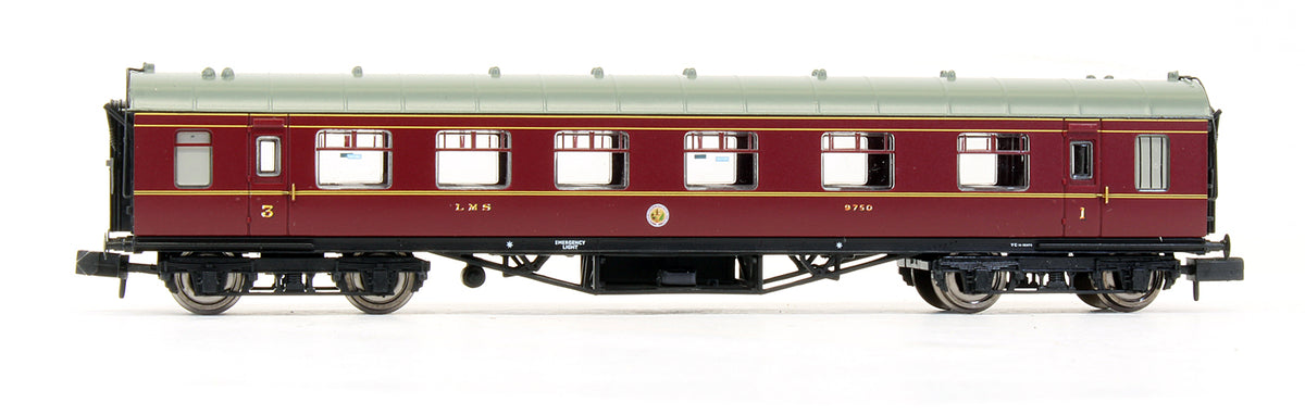 Pre-Owned Stanier Vestibule Composite 1st / 3rd Coach LMS Crimson Lake '9750'