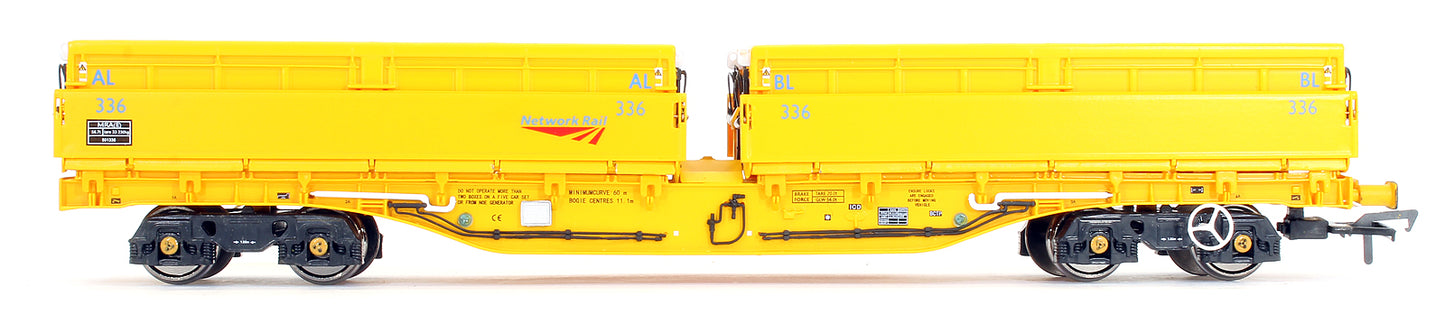 Pre-Owned MRA Side Tipping Ballast Wagon 5 Car Set Network Rail Yellow
