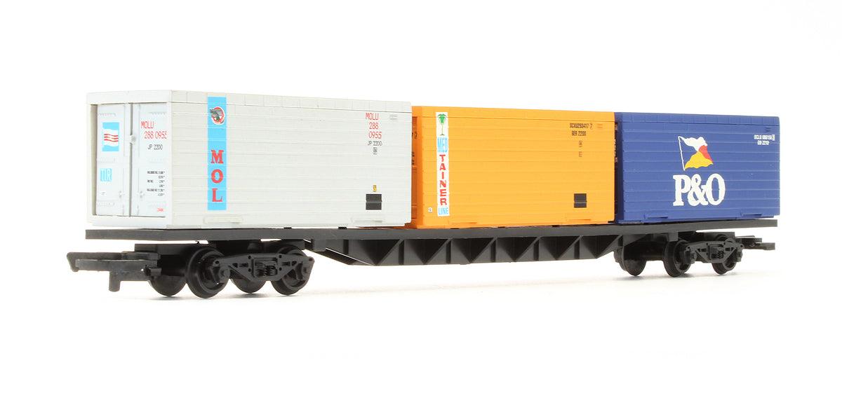 Pre-Owned Container Wagon With 3 x 20ft Containers 'P&O - MOL - Medtainer'