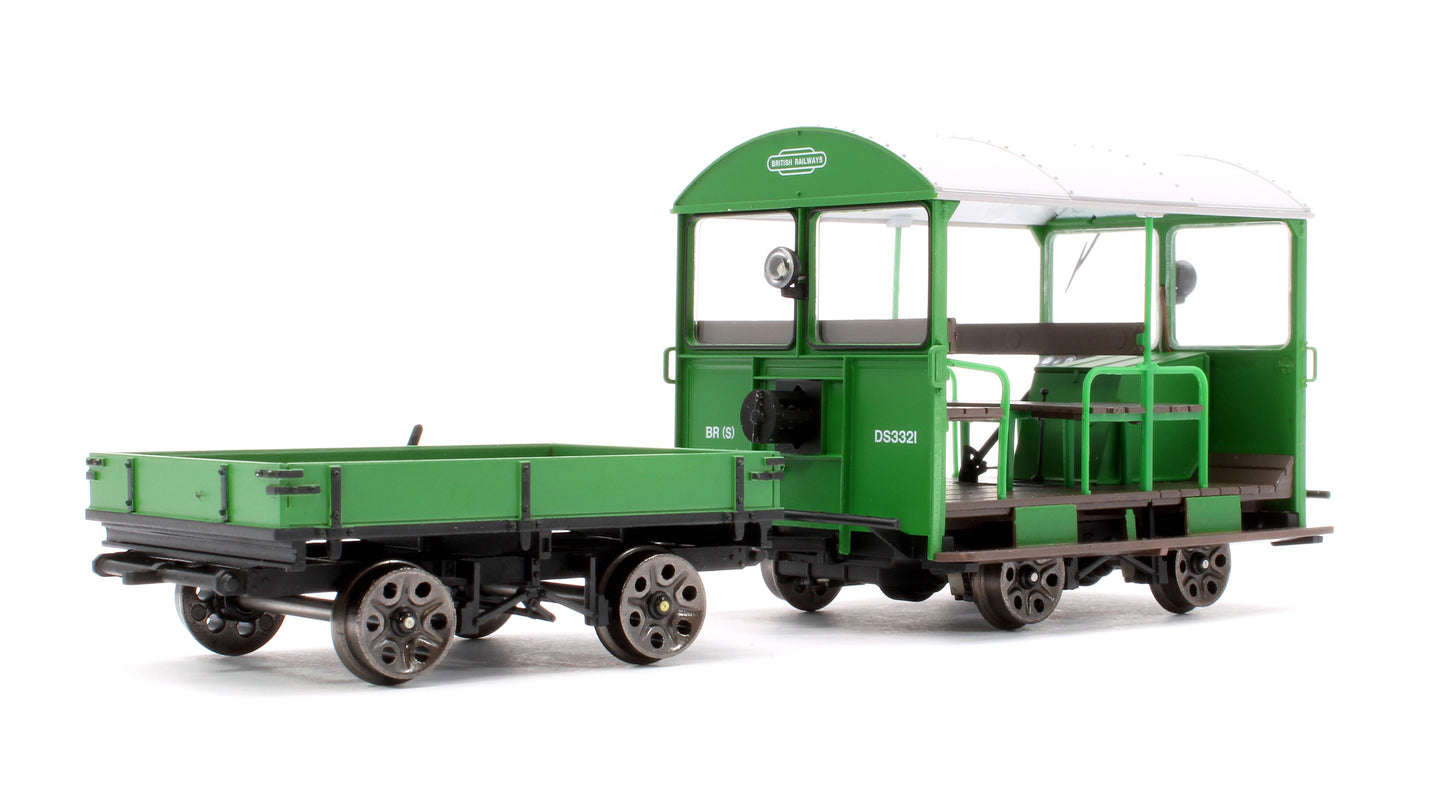Wickham Trolley & Trailer, BR (SR) Green DS3321