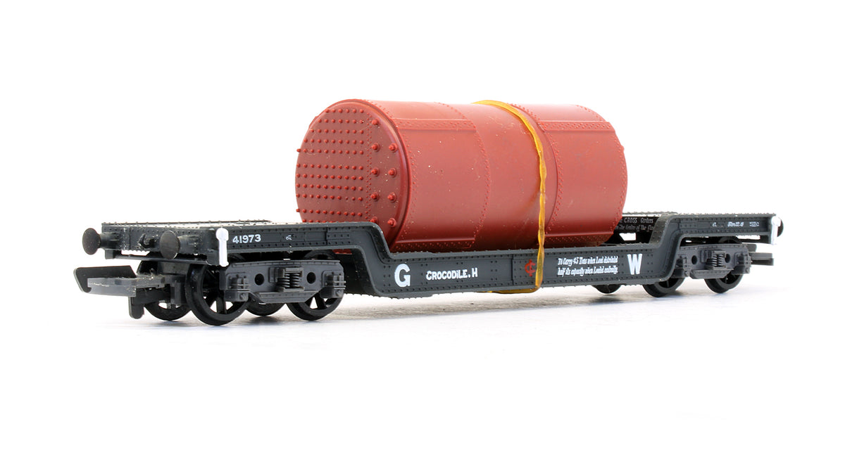 Pre-Owned Bogie Well Wagon GWR - With Boiler Load