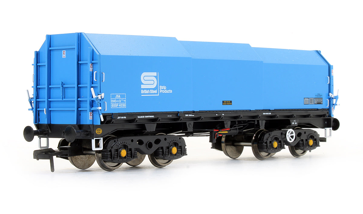 Pre-Owned ACC2121-BSC-2 JSA Bogie Covered Steel Wagon Twin Pack - British Steel 2 - BSSP 4036, BSSP 4048