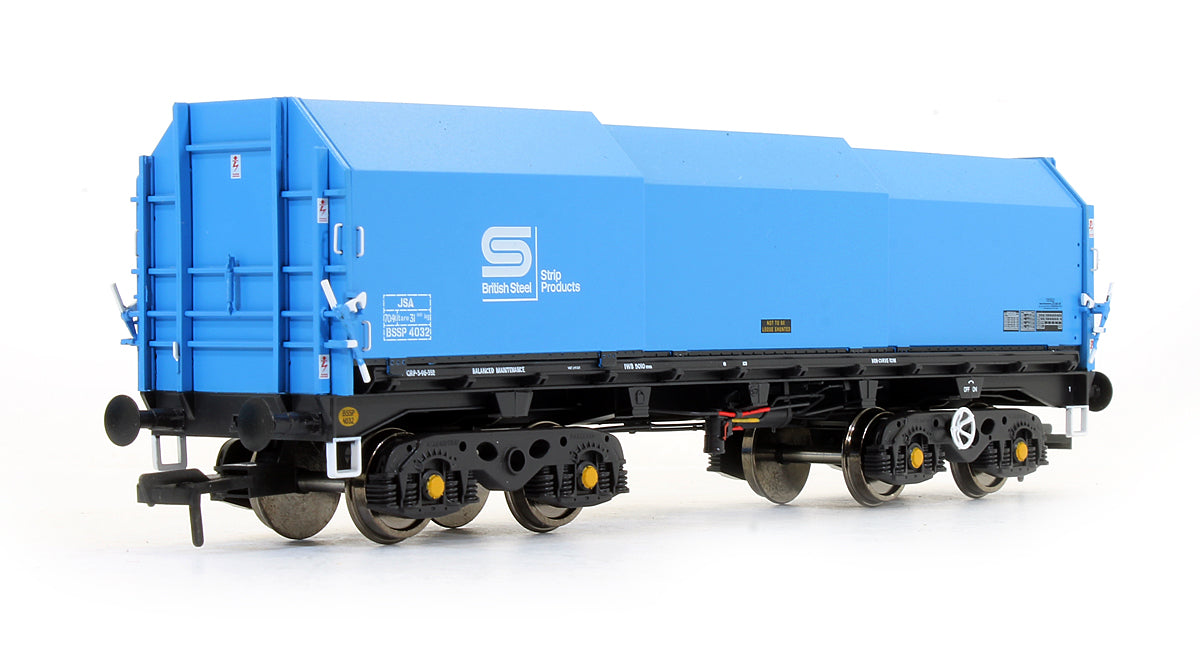 Pre-Owned ACC2120-BSC-1 JSA Bogie Covered Steel Wagon Twin Pack - British Steel 1 - BSSP 4025, BSSP 4032