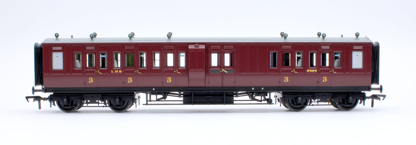 LNWR 50ft Arc Roof Brake Third Corridor LMS Crimson Lake No.6080