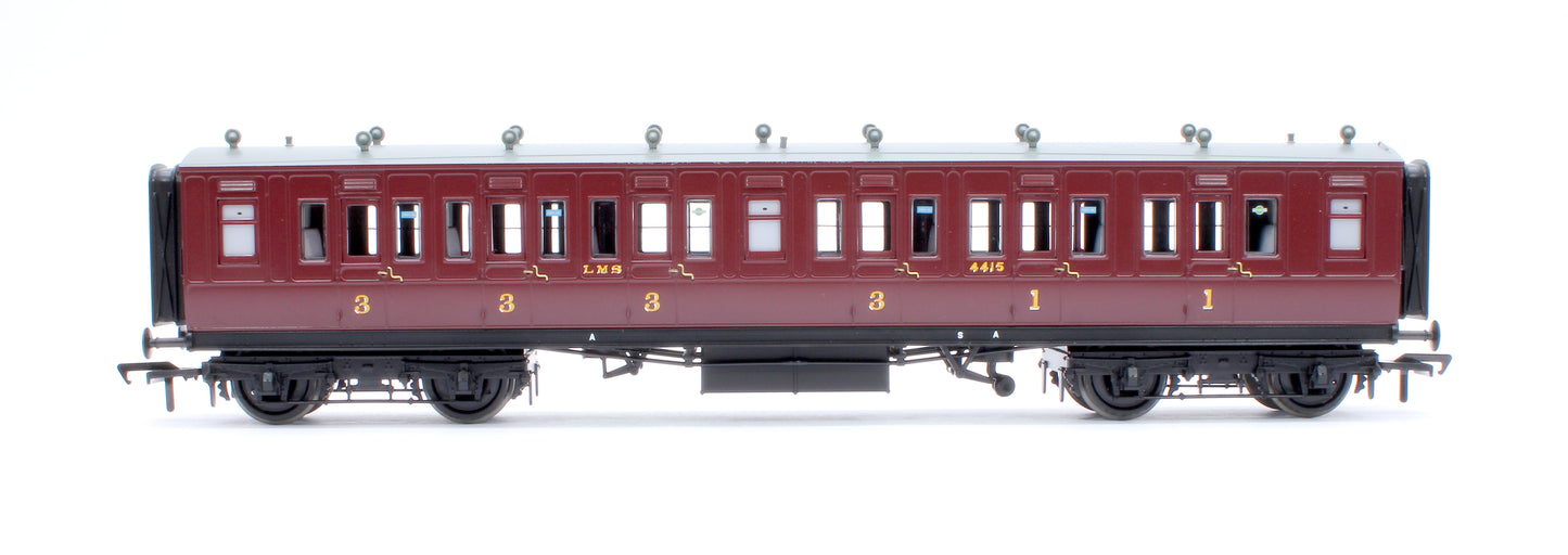 LNWR 50ft Arc Roof Composite Corridor LMS Crimson Lake No.4415
