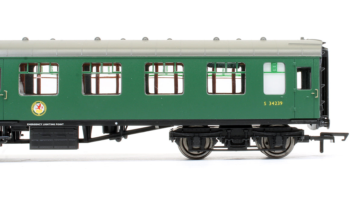 Pre-Owned BR (SR) Green MK1 Brake 2nd Class Coach 'S34239' (With Lights)