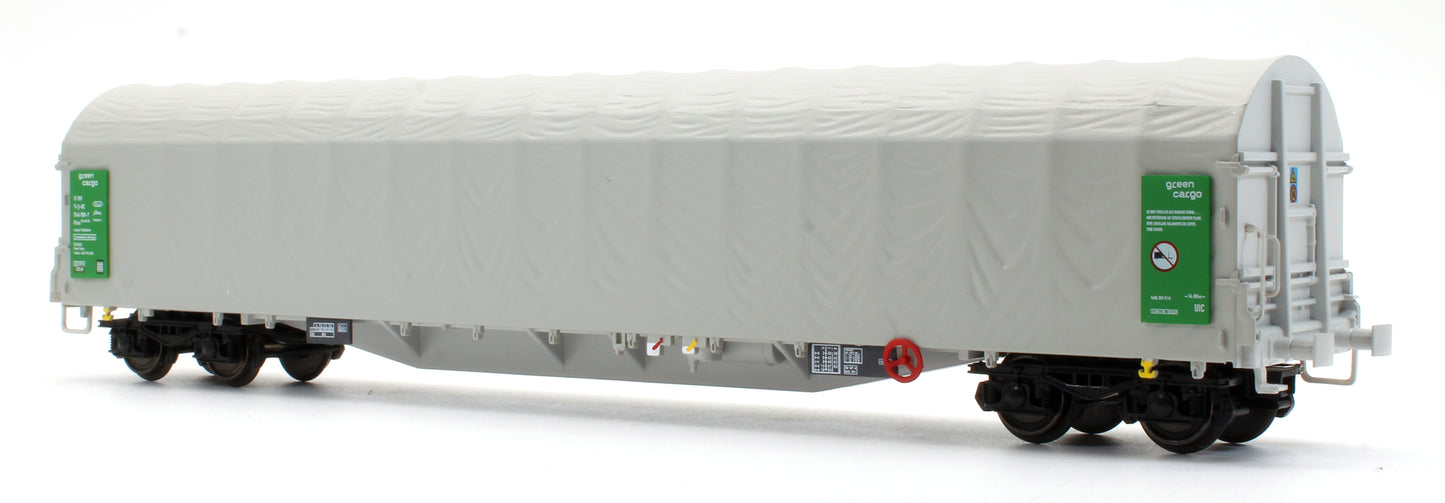 Pre-Owned Set of 2 Green Cargo Rils S-GC Long Bogie Canvas Covered wagon