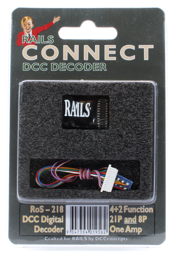 Rails Connect Decoder, 21 Pin Direct (8 Pin Harness) 4+2 Function Decoder