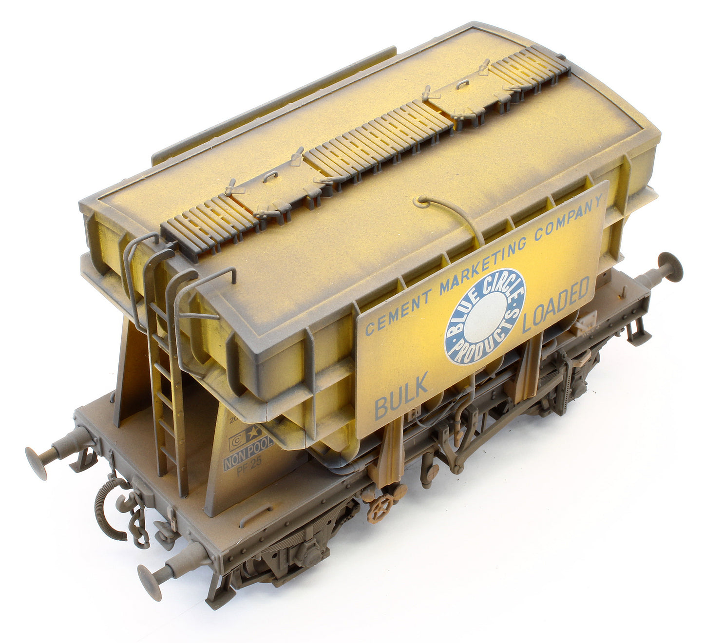 E3003UHW Bespoke Weathered Presflo Wagon 'Blue Circle' Yellow Un-Numbered - Heavy Finish
