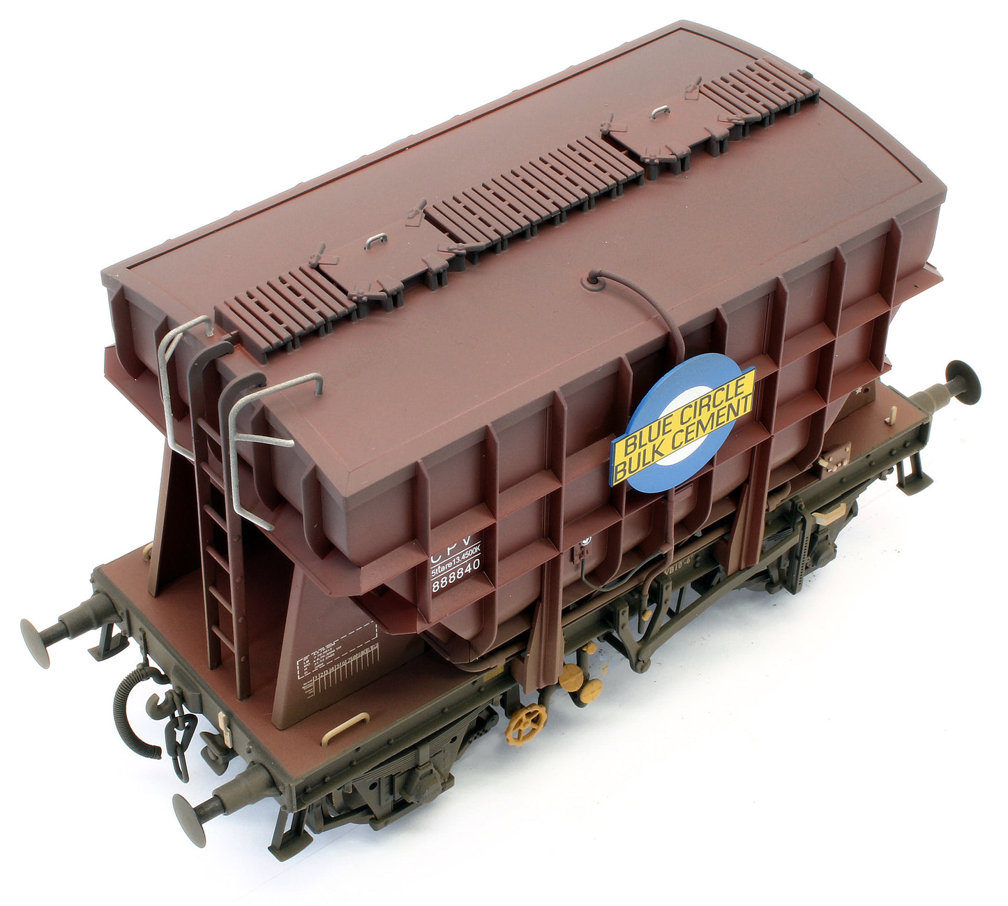 Bespoke Weathered Presflo Wagon 'Blue Circle' Bauxite B888840 - Light Finish, Renumbered