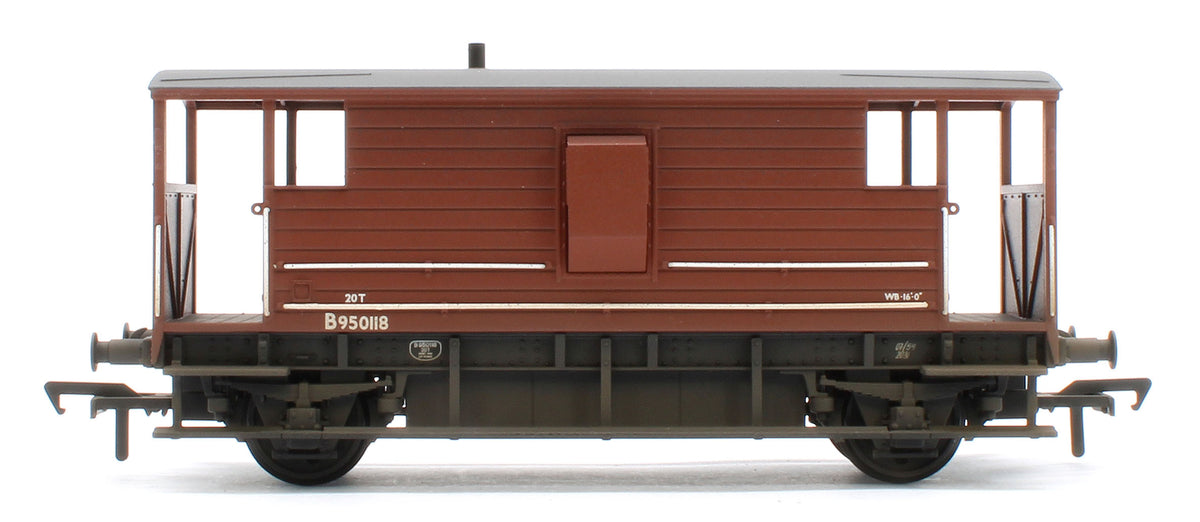 38-977 Pre-Owned LMS 20T Brake Van BR Bauxite (Early) No. B950118 - Weathered
