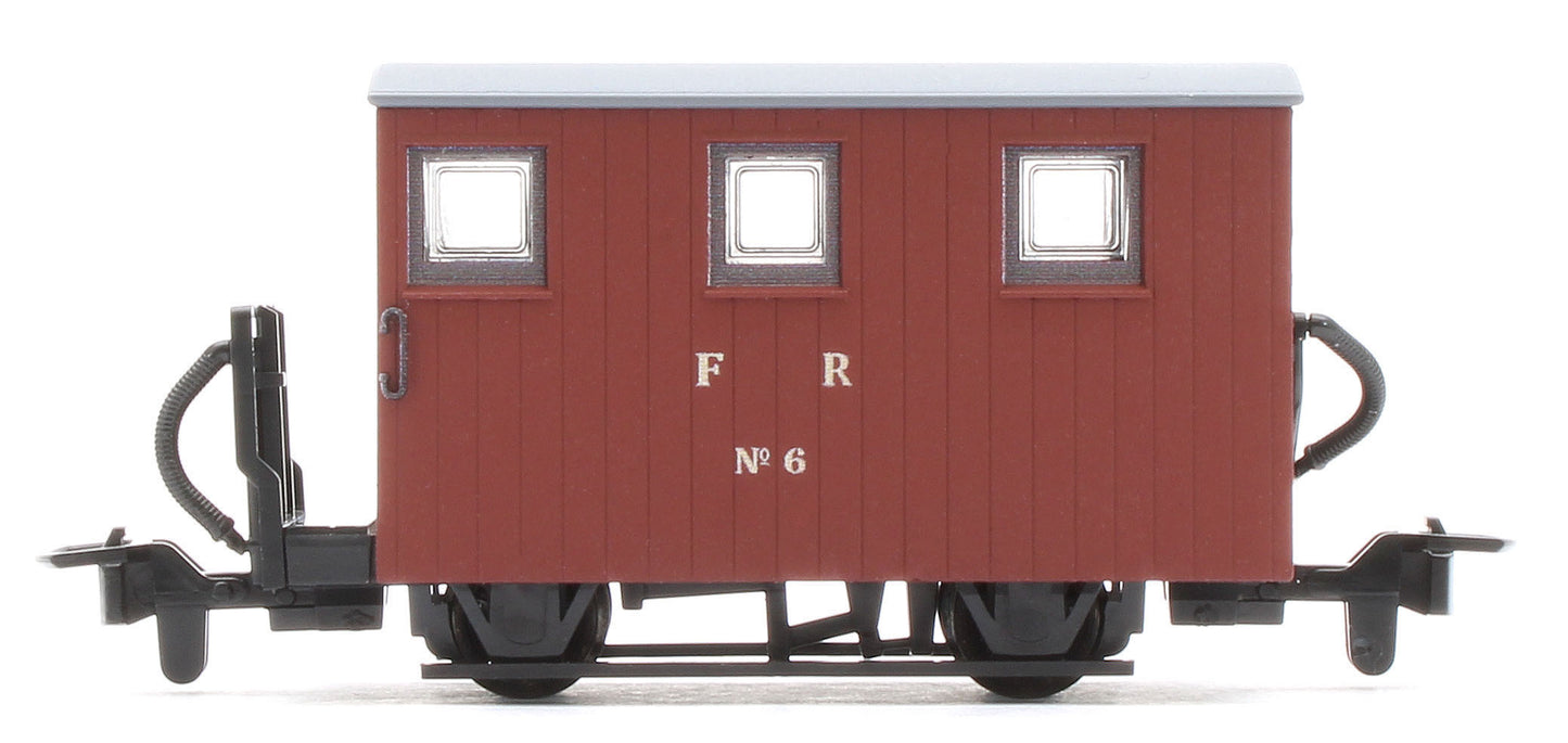 GR591A 4 Wheel Ffestiniog Railway Brake Van Single Balcony Brown No.6