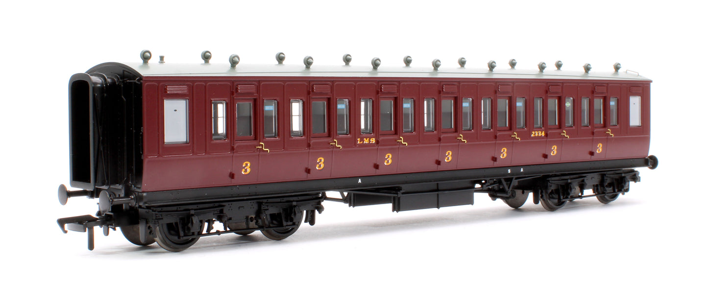 LNWR 50ft Arc Roof Third Corridor LMS Crimson Lake No.2334