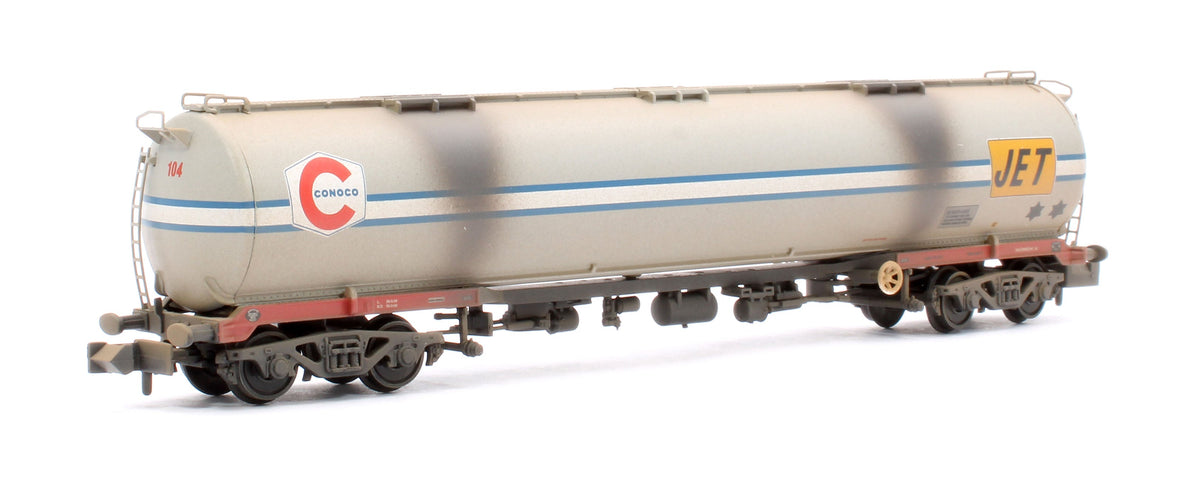 Pre-Owned BR 102T TEA Bogie Tank Wagon 'Conoco/Jet' Grey No. 104 - Weathered
