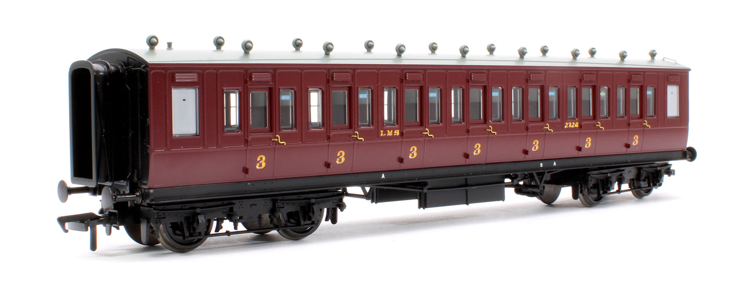 LNWR 50ft Arc Roof Third Corridor LMS Crimson Lake No.2326