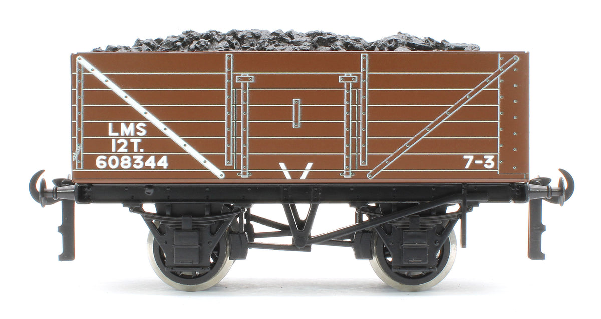 G/5-WS13 Set of 3 LMS Brown 12T Open Coal Wagons - No. 608334, 608344, 608348 - Set 13