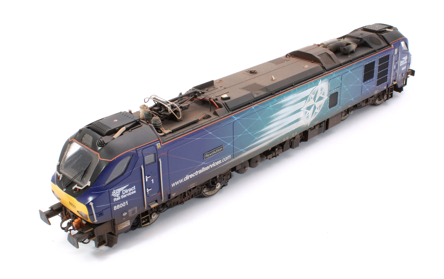Highly Detailed Premium Weathered Class 88 'Revolution' 88001 DRS Electro-Diesel Locomotive (DCC Sound & Working Pantograph)