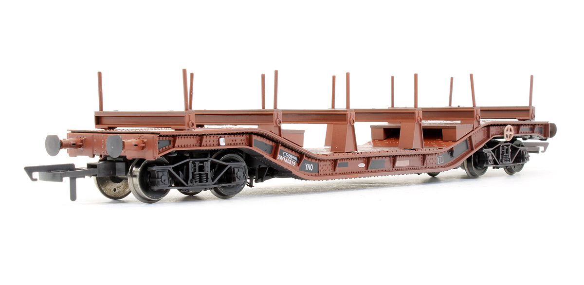 Pre-Owned Warwell Wagon 50T With Diamond Frame Bogies DM160819 In BR Brown With Steel / Rail Carrier