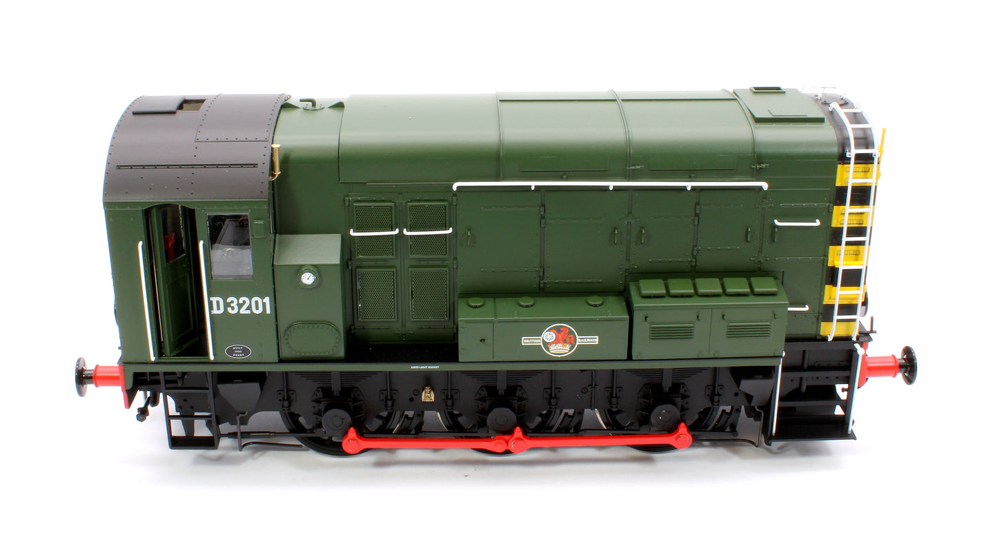 Class 08 D3201 BR Green Late Crest With Wasp Stripes Diesel Shunter Locomotive - DCC Sound