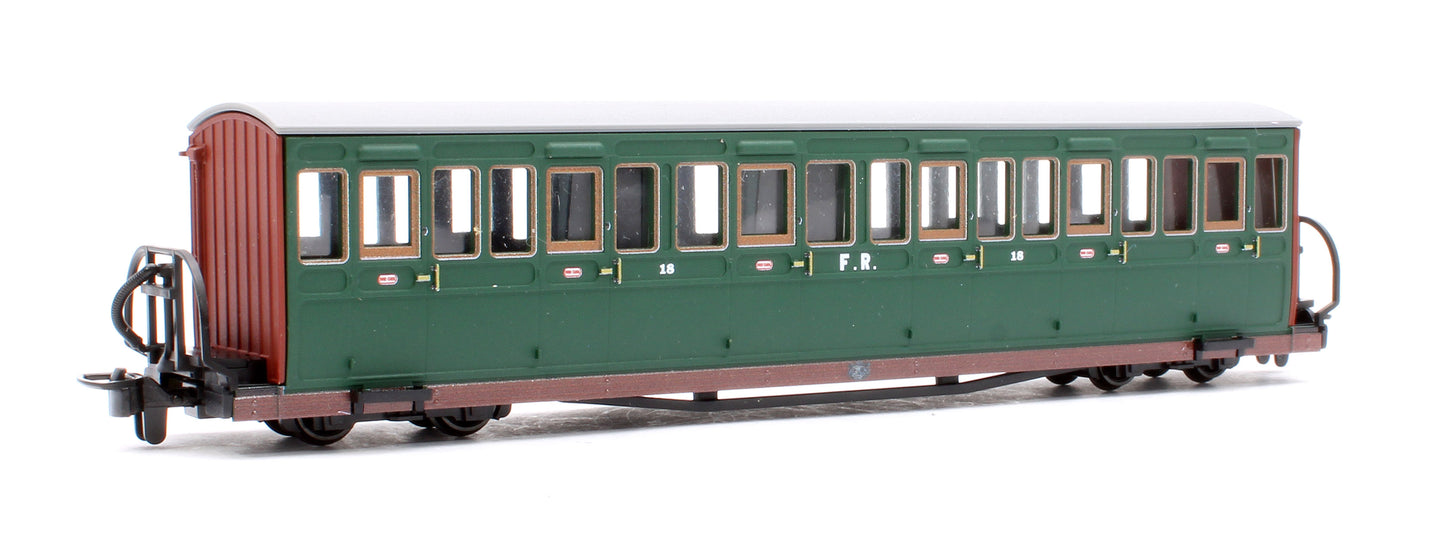 Ffestiniog Railway Short 'Bowsider' Bogie Coach, Colonel Stephens Green, No. 18