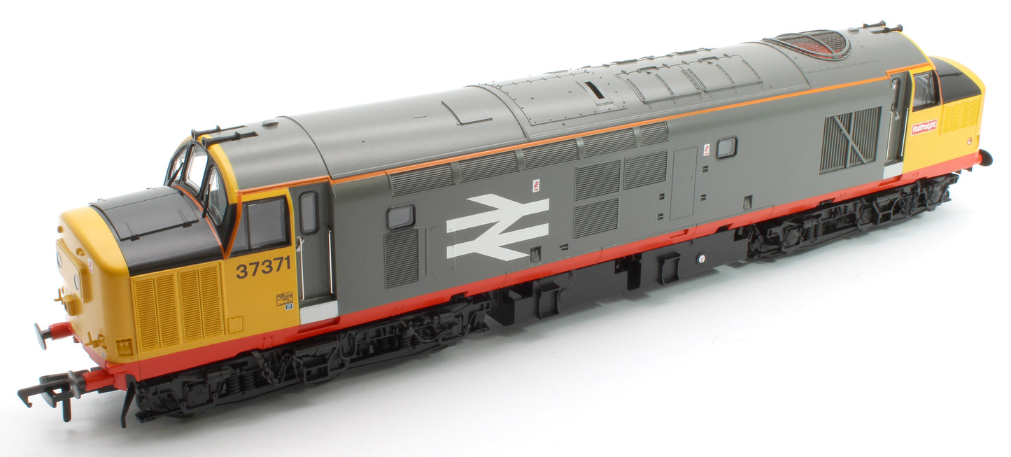 Class 37/0 Centre Headcode 37371 BR Railfeight (Red Stripe) Diesel Locomotive - DCC Sound Deluxe