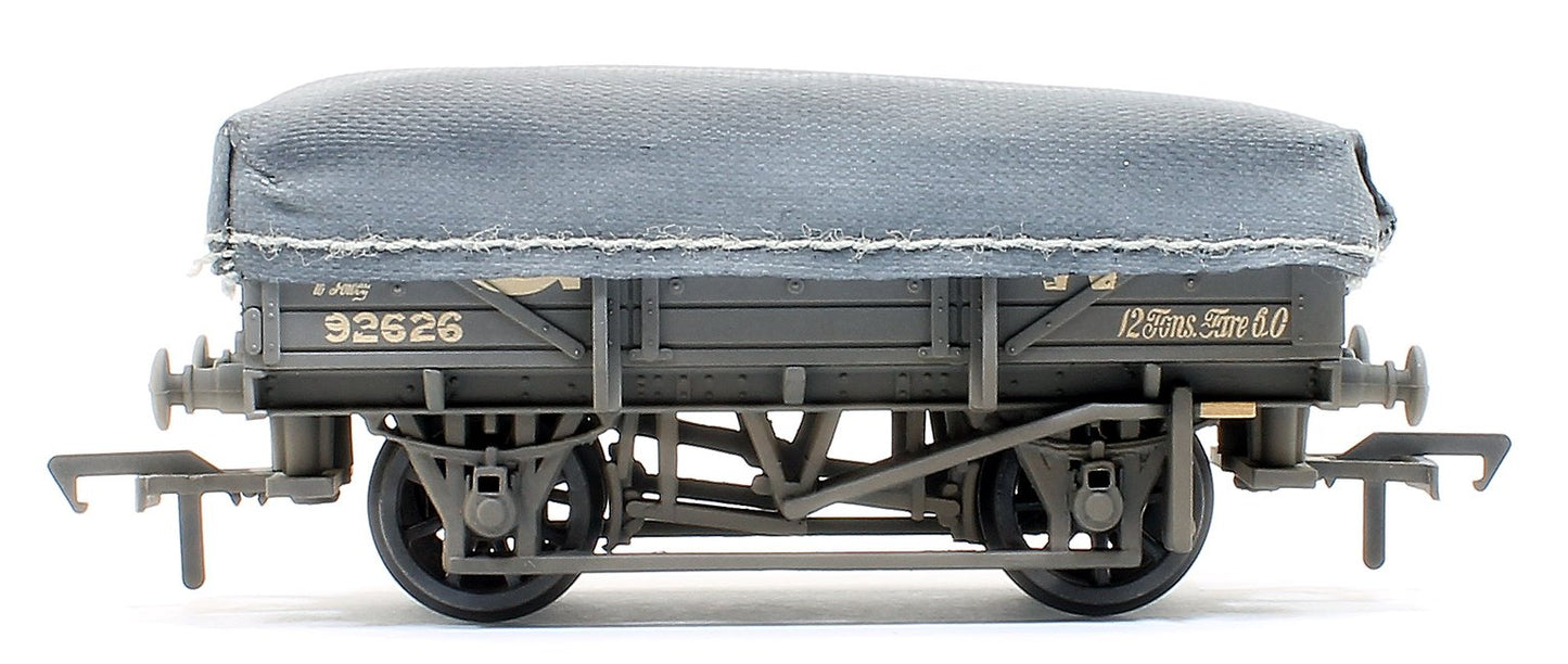 Pre-Owned 33-088A 5 Plank China Clay Wagon GWR Grey With Tarpaulin Cover No.92626 - Weathered
