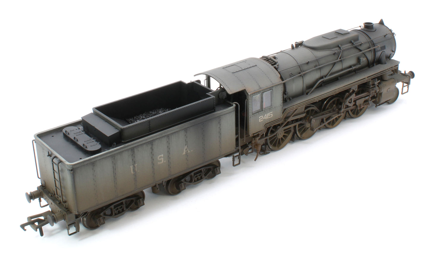 Bespoke Weathered 926002 USATC S160 2-8-0 LMS Wartime Dark Grey U.S.A on Tender No.2415 Steam Locomotive - Deluxe Weathered